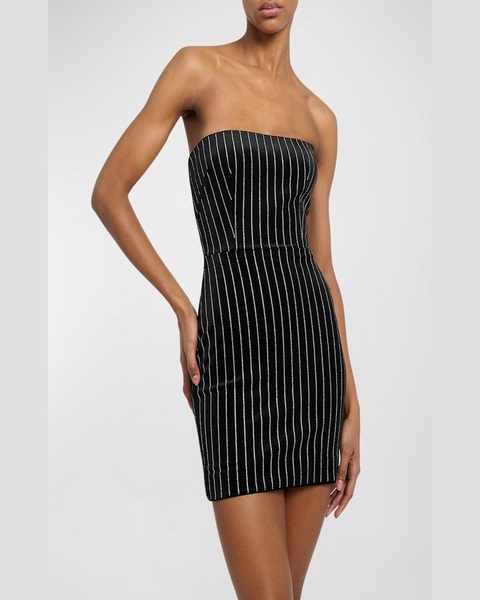 Strapless Crystal Velvet Mini Dress
