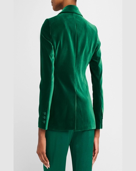 Macey Notch-Collar Fitted Velvet Blazer