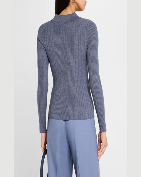Ribbed Spread-Collar Sweater