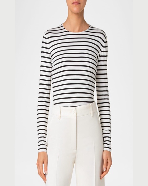 Sailor Striped Long-Sleeve Viscose Jersey Top