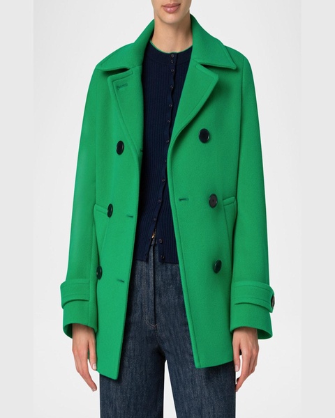 Short Double-Breasted Wool Coat