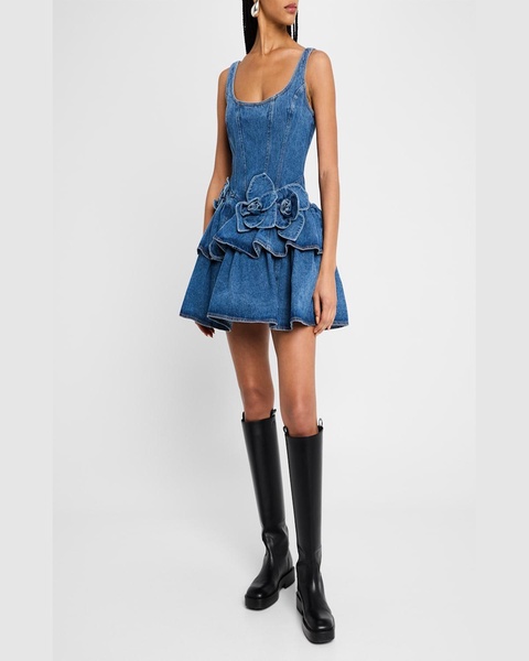 Devyn Denim Ruffle Mini Dress