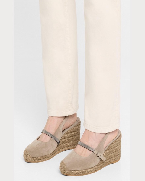 Monili Mary Jane Suede Espadrille Slingback Wedges