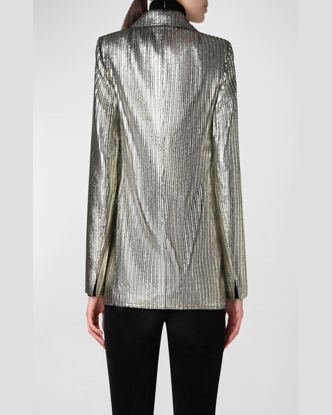 Gold Laminated Corduroy Blazer Jacket
