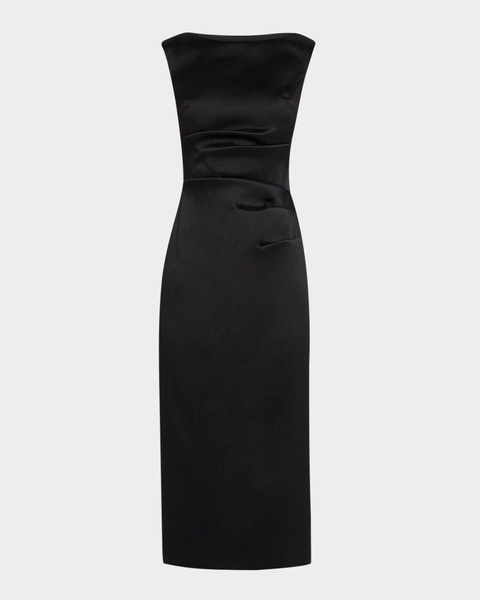 Sleeveless Stretch Mikado Midi Dress
