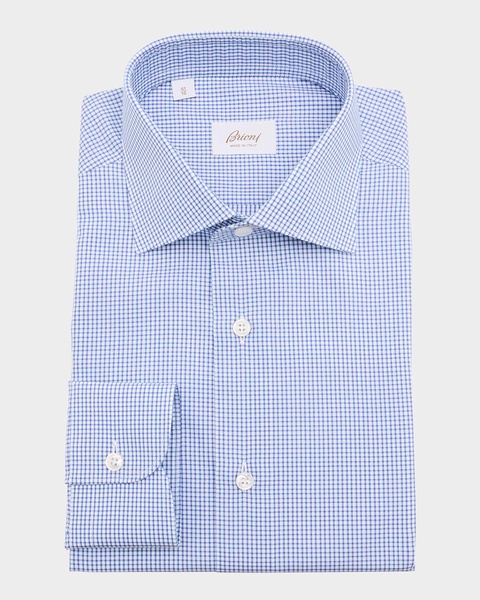 Men's Cotton Grid Check Dress Shirt