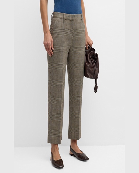 Cropped Plaid Houndstooth Trousers