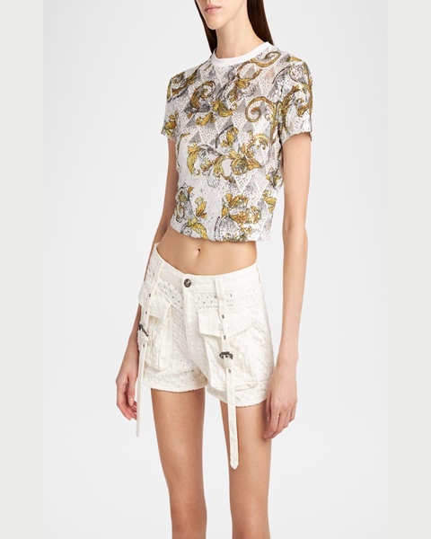 Sequined Crop T-Shirt