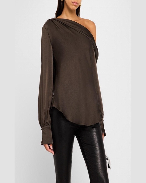 Alice Satin One-Shoulder Top