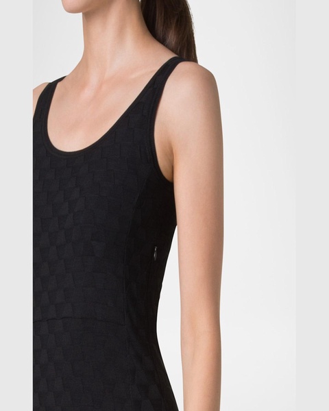 Trapezoid Jacquard Sleeveless Dress