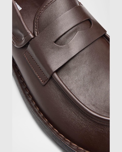 Men's Leather Moc-Toe Penny Loafers