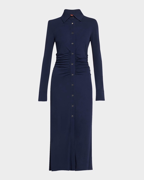 Claudia Midi Ruched Button Down Dress