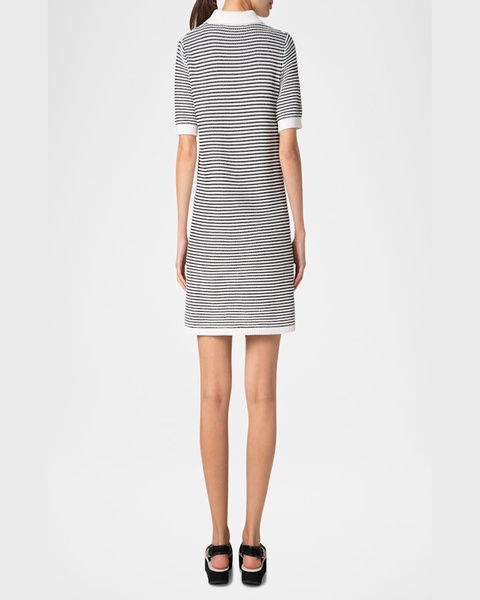 Chunky Tweed Knit Mini Polo Dress