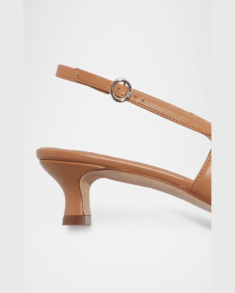 Catrina Leather Kitten-Heel Slingback Pumps
