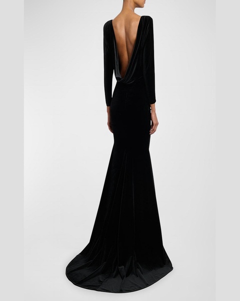 Velvet Gown with Open Cowl Back