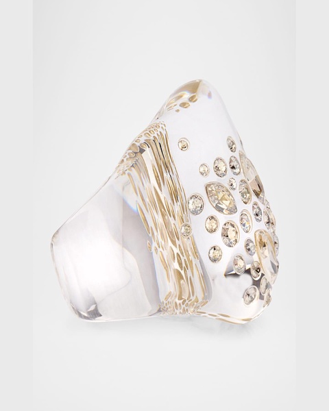 Confetti Crystal Lucite Puffy Ring