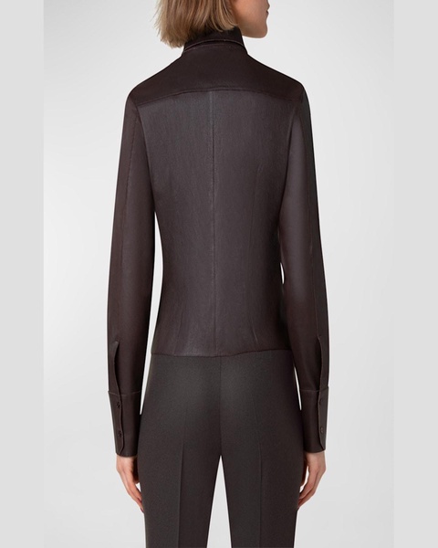 Nappa Leather Long-Sleeve Fitted Shirt