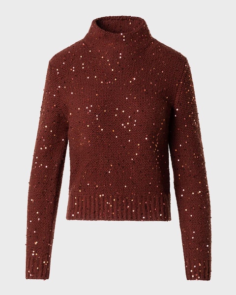 Mock-Neck Sequin Wool-Cashmere Sweater
