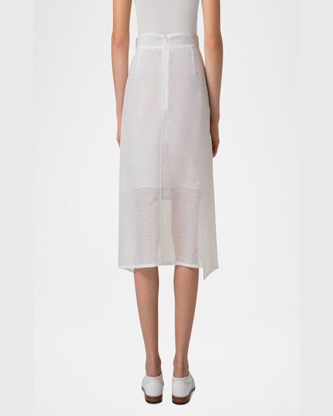 Boucle Striped Silk Organza High-Low Skirt