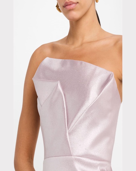 Strapless Foiled Mikado Column Gown