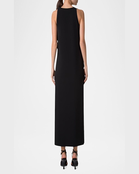 Lasercut Off-Shoulder Drape Midi Dress