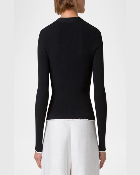 V-Neck Viscose Stretch Rib Cardigan