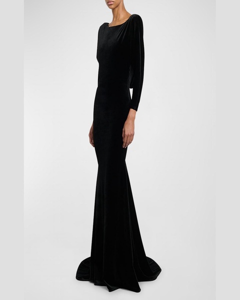 Velvet Gown with Open Cowl Back