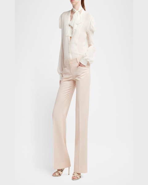 Low-Waist Wool Flare Trousers
