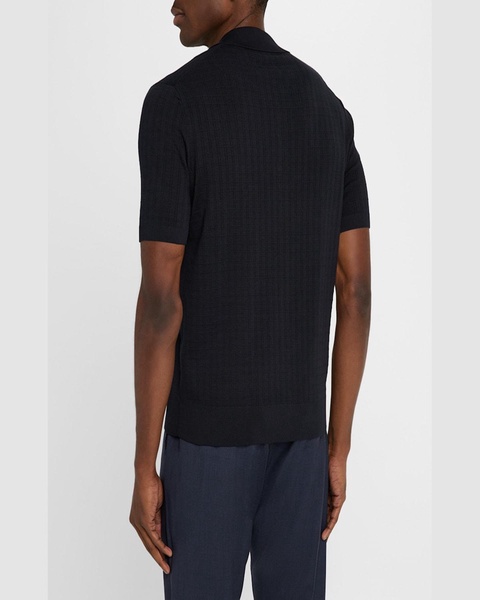 Men's Grid Jacquard Polo Sweater