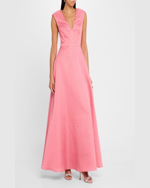 Sleeveless Shimmer Jacquard Ballgown