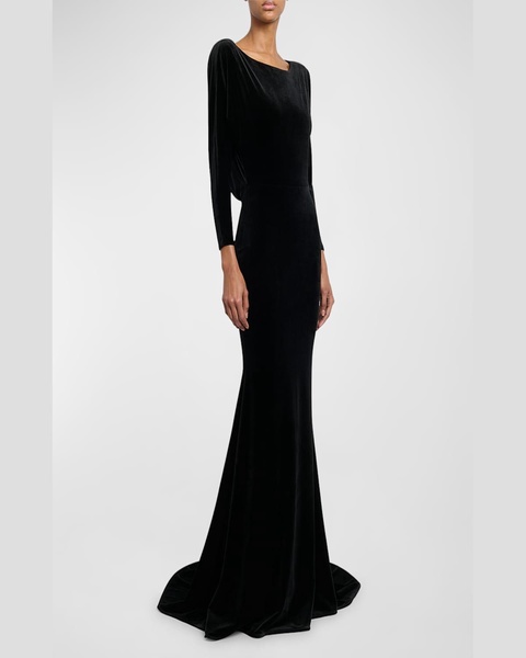 Velvet Gown with Open Cowl Back