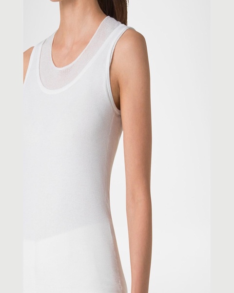 Structured Double-Layer Cotton Blend Knit Top