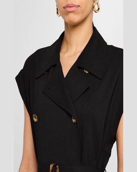 Double-Breasted Stretch Crepe Trench Dress