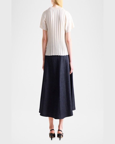 Zadie Silk Rib Short-Sleeve Top