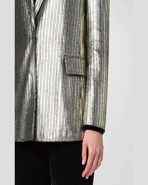 Gold Laminated Corduroy Blazer Jacket