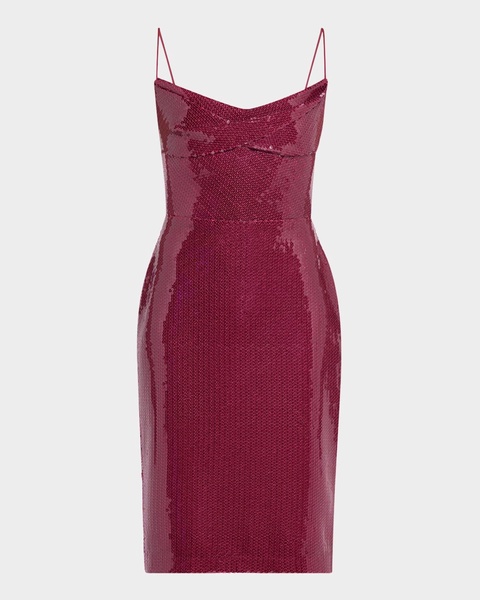 Draped Sequined Sleeveless Midi Dress