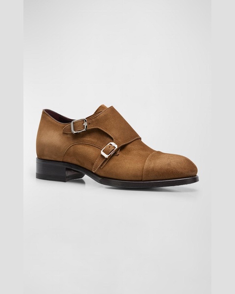 Men's York Suede Double-Monk Strap Loafers