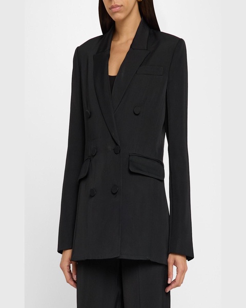 Double-Breasted Viscose Twill Blazer
