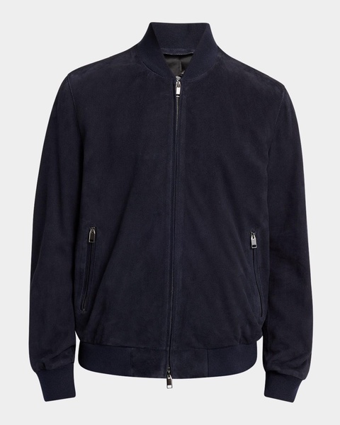 Men's Perferated Suede Bomber Jacket