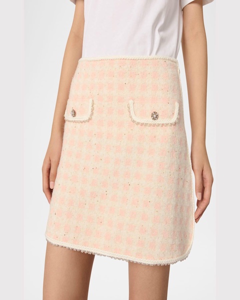 Jartingal Tweed-Effect Checked Knit Mini Skirt