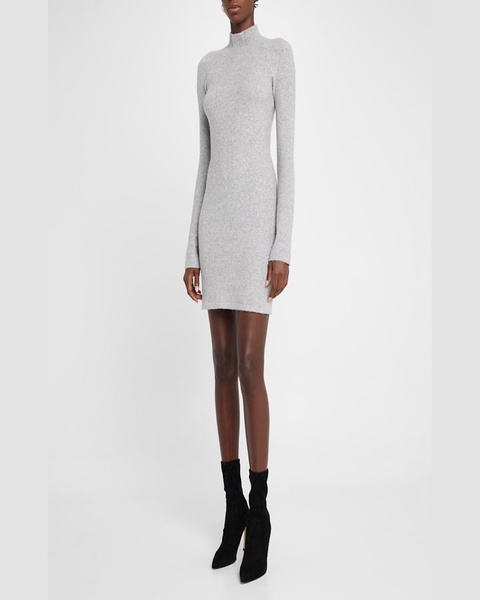 Merino Wool Blend Mock-Neck Midi Dress