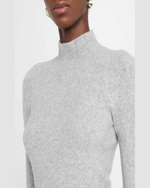 Merino Wool Blend Mock-Neck Midi Dress