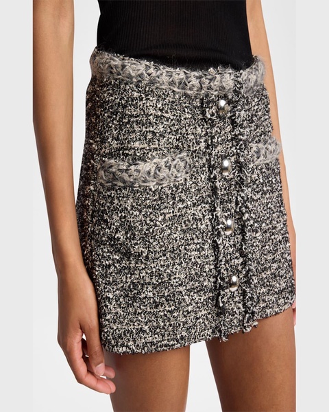 Gleny Braided-Trim Boucle Mini Skirt