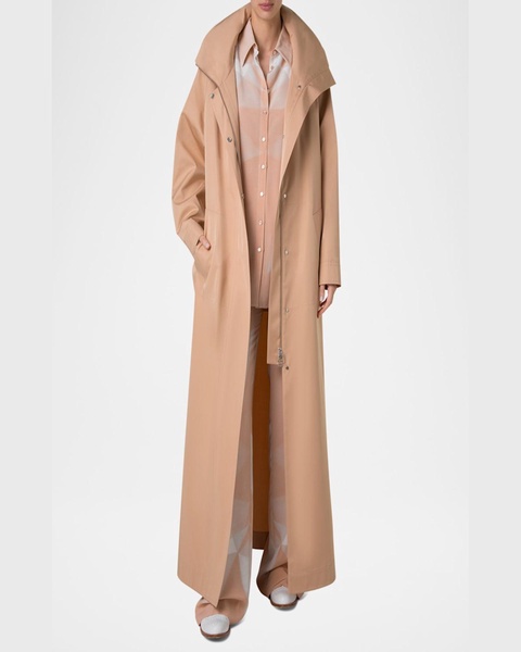 Brady Weather-Resistant Silk Poplin Maxi Coat
