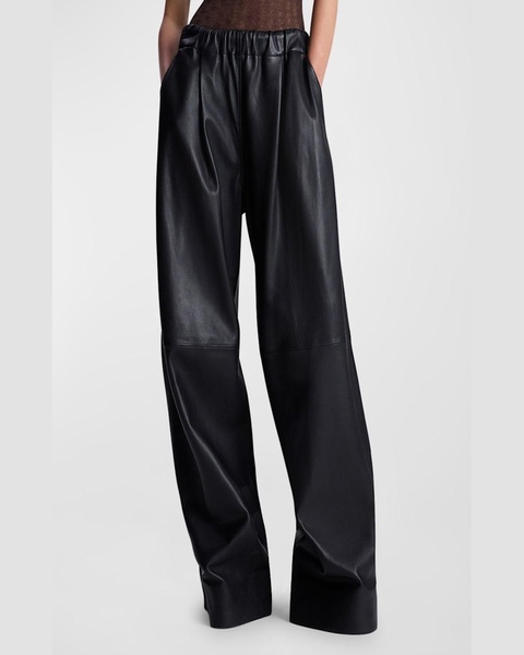 Jones Wide-Leg Leather Pants