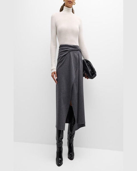Clara Pinstripe Midi Wrap Skirt