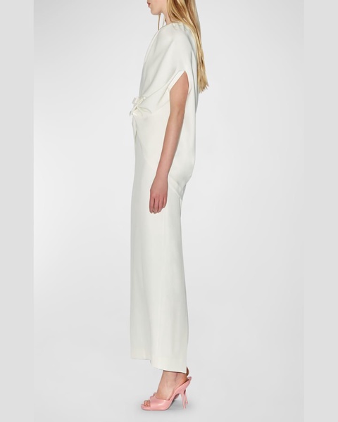 Ruched Waist Long Cape Dress