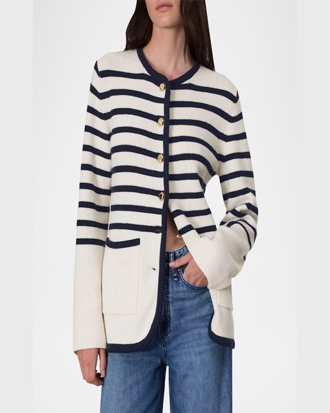 Nancy Stripe Wool Cardigan 
