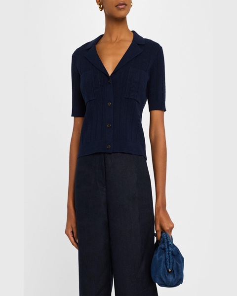 Pointelle & Ribbed Knit Top