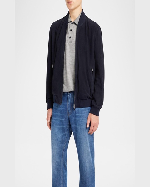 Men's Perferated Suede Bomber Jacket